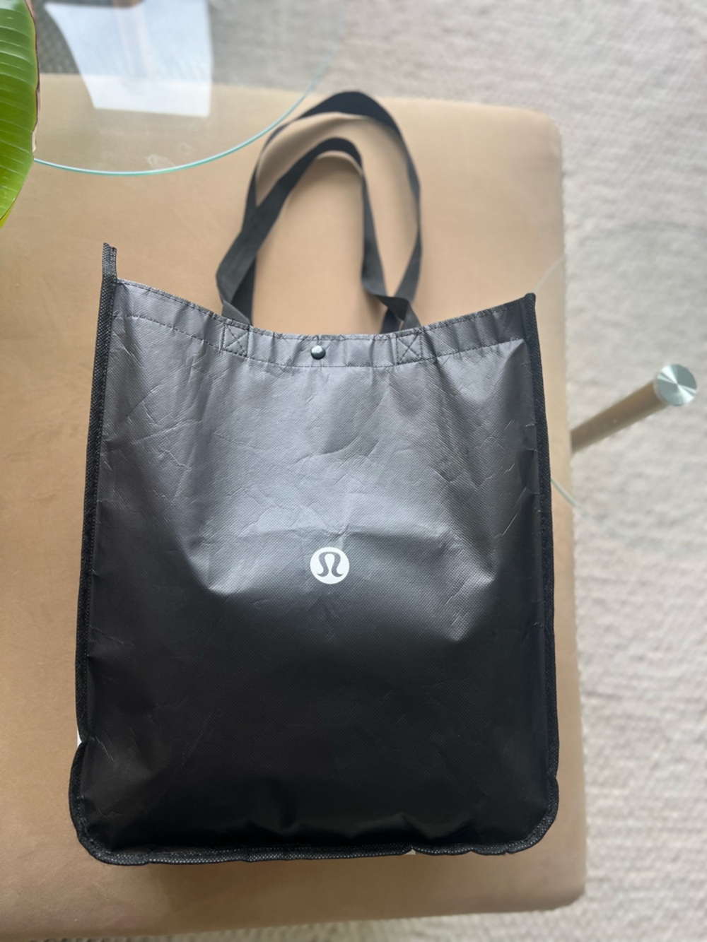 Lululemon Reusable Shopping Tote Bag Black White Logo | Gym Travel Bag - Picture 4 of 8